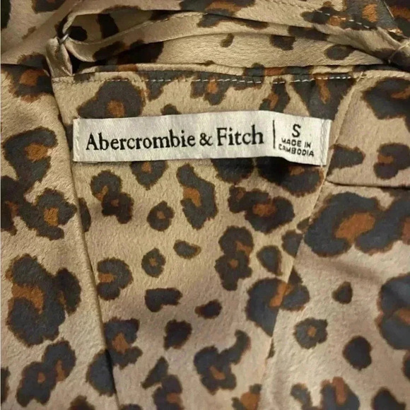 Abercrombie& Fitch Cheetah Satin Slip Dress Small Midi Plunge Cowl Back Mob Wife - Picture 6 of 7